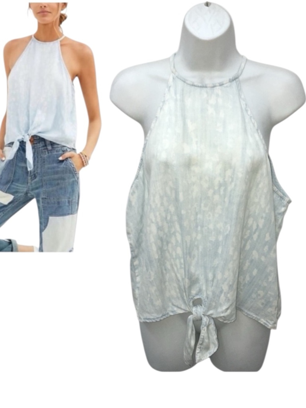 Cloth & Stone X Anthropologie Animal Print Halter Tank Top - Women’s Medium NWT